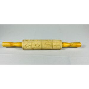 Vintage Springerle Carved Shortbread Rolling Pin Carved Bird Mold Wood